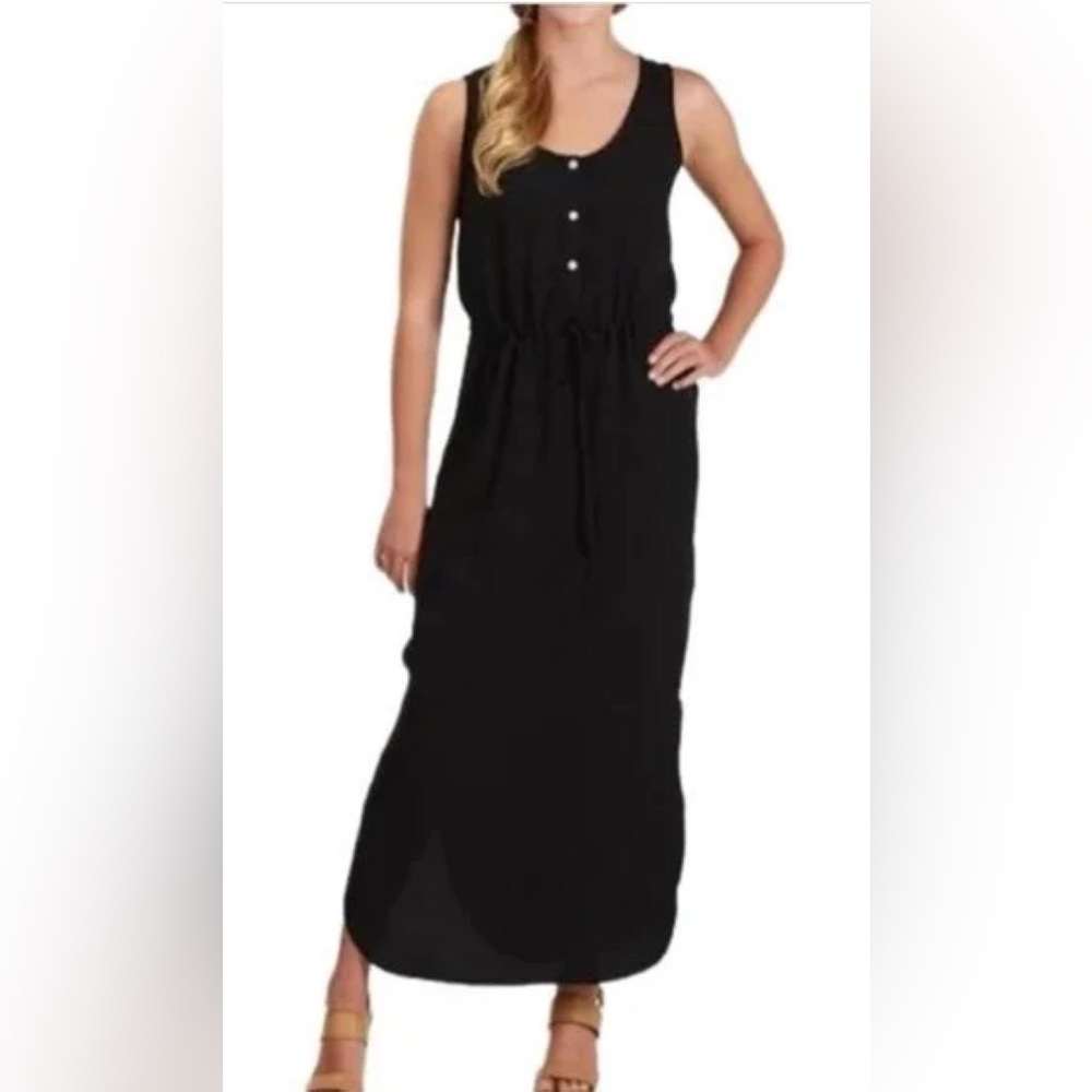 Mud Pie Black Sleeveless Maxi Dress with Drawstring Waist